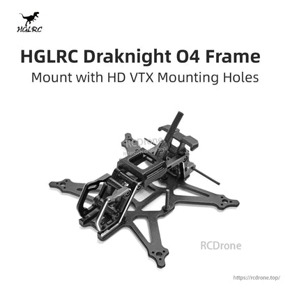 HGLRC Draknight O4 Frame graphic showing HD VTX mounting holes callout