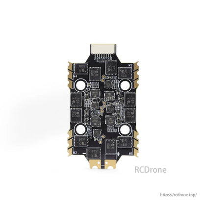 HGLRC 4-in-1 ESC board top view with motor pads labeled M1–M4 and 4 mounting holes
