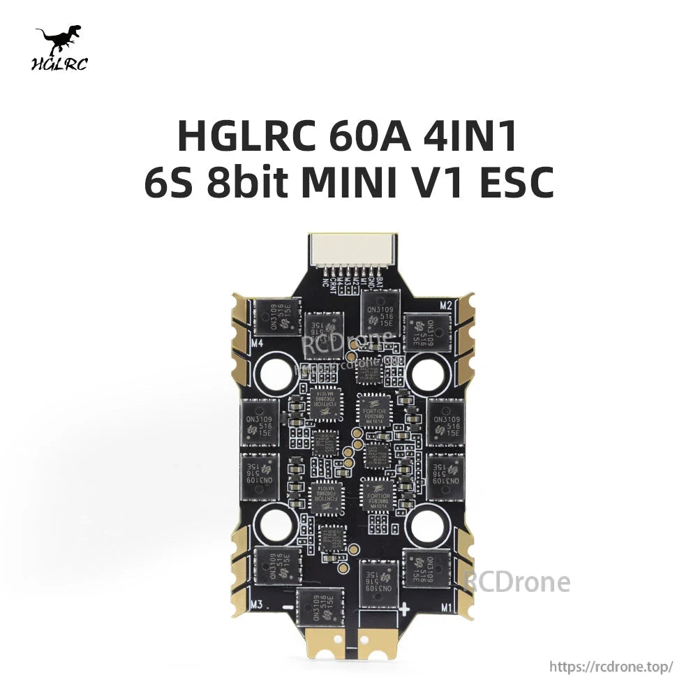HGLRC 60A 4IN1 6S 8bit MINI V1 ESC title graphic with board image