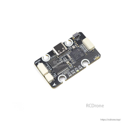 Angled top view of the flight controller highlighting USB-C and edge connectors
