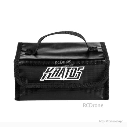 Front view of KRATOS flap and handle on HGLRC KRATOS Fireproof Battery Safe Bag, closed