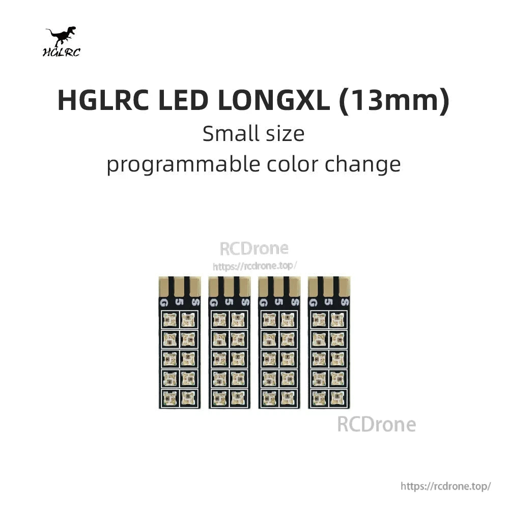 HGLRC LED LONGXL 13mm programmable color-change LED boards set shown in lineup
