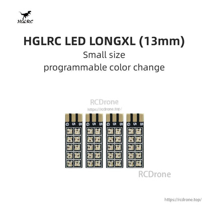 HGLRC LED LONGXL 13mm programmable color-change LED boards set shown in lineup