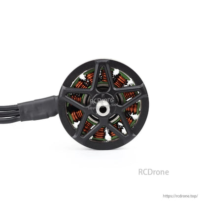 Top-down view of motor bell with spoke pattern and center shaft opening