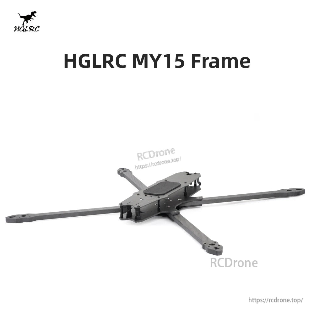 HGLRC MY15 15-Inch FPV Frame product graphic with model name text and assembled frame