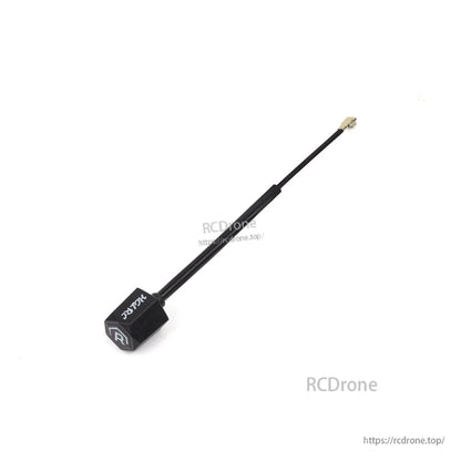 Mini hammer antenna top-down angled view showing HGLRC logo on housing and coax lead