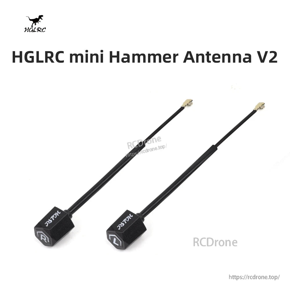 HGLRC Mini Hammer Antenna V2 graphic showing two antennas on white background