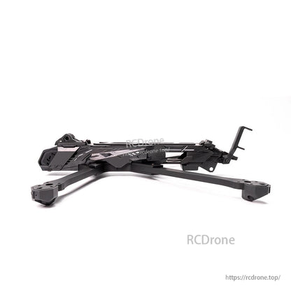 Side profile view of the assembled FPV frame showing low-slung body and rear antenna mount