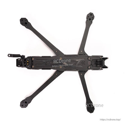 Top-down view of the frame showing center plates, arm positions, and rear mounting bracket