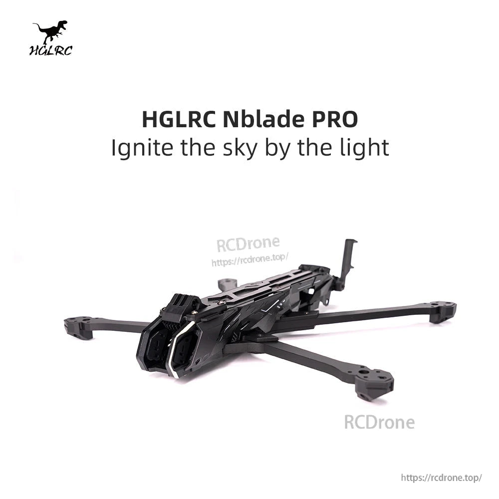 HGLRC Nblade PRO product graphic with frame shown on white background and slogan text