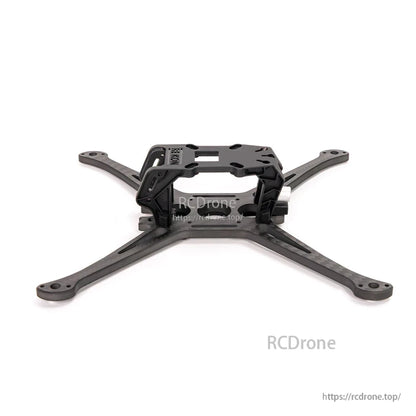 Low side view of carbon fiber frame showing camera cage height and front mounting area