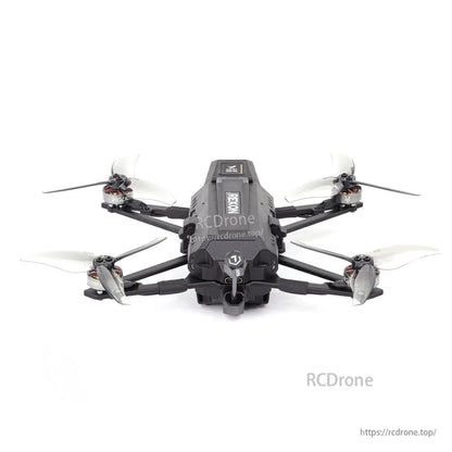 Rekon35 v2 top-down view showing 'REKON' canopy, frame layout, arms and propeller positions