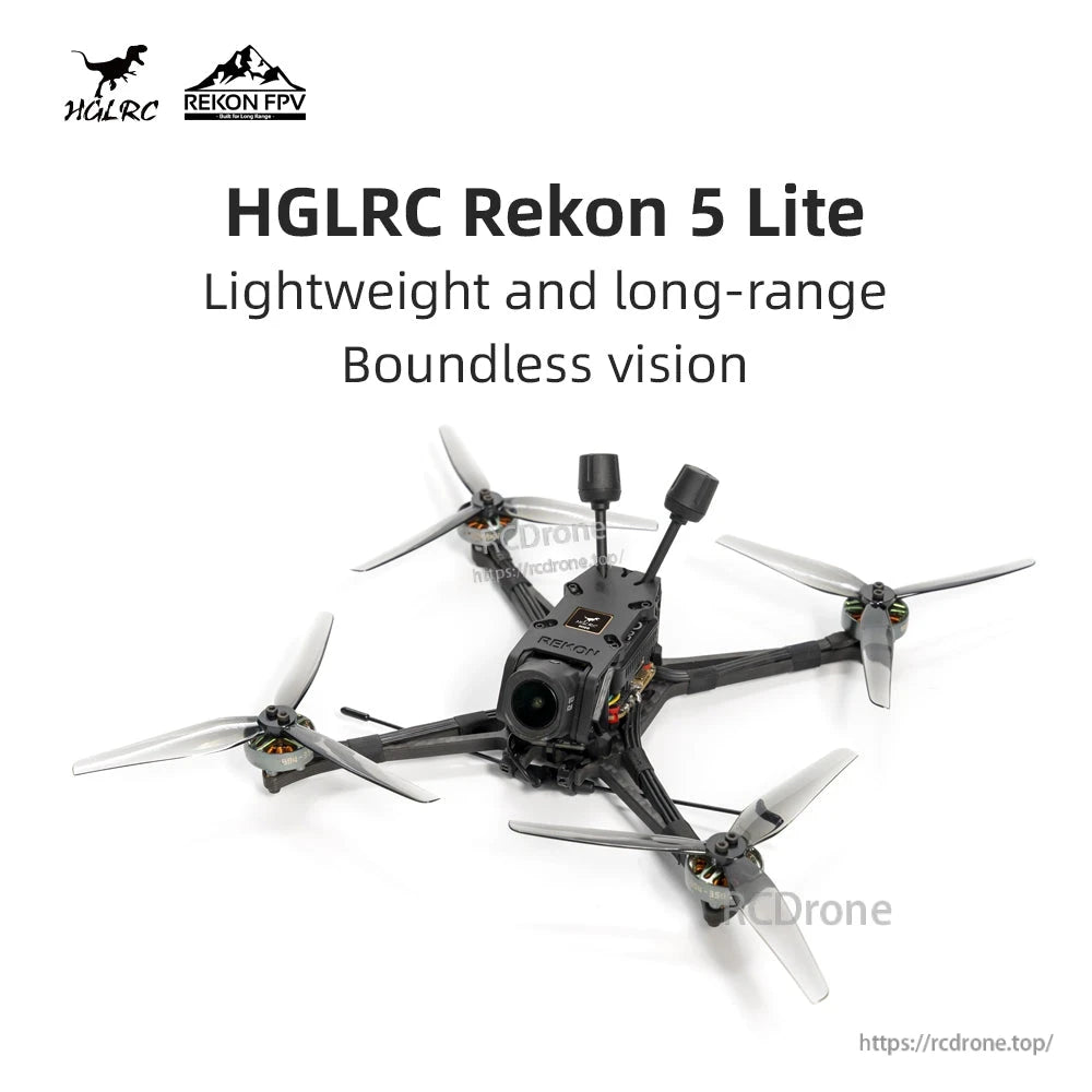 HGLRC Rekon5 Lite 5-Inch Long-Range FPV Drone, SPECTER F722 40A 4-6S AIO, 1804 3500KV