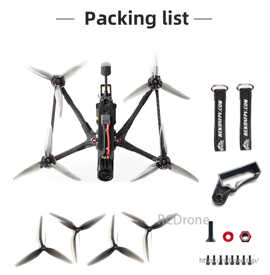 HGLRC Rekon5 Mini Long Range 5-Inch FPV, The Rekon5 6S is optimized for low noise and extended range, quieter than most builds, while still carrying a full battery without performance loss.