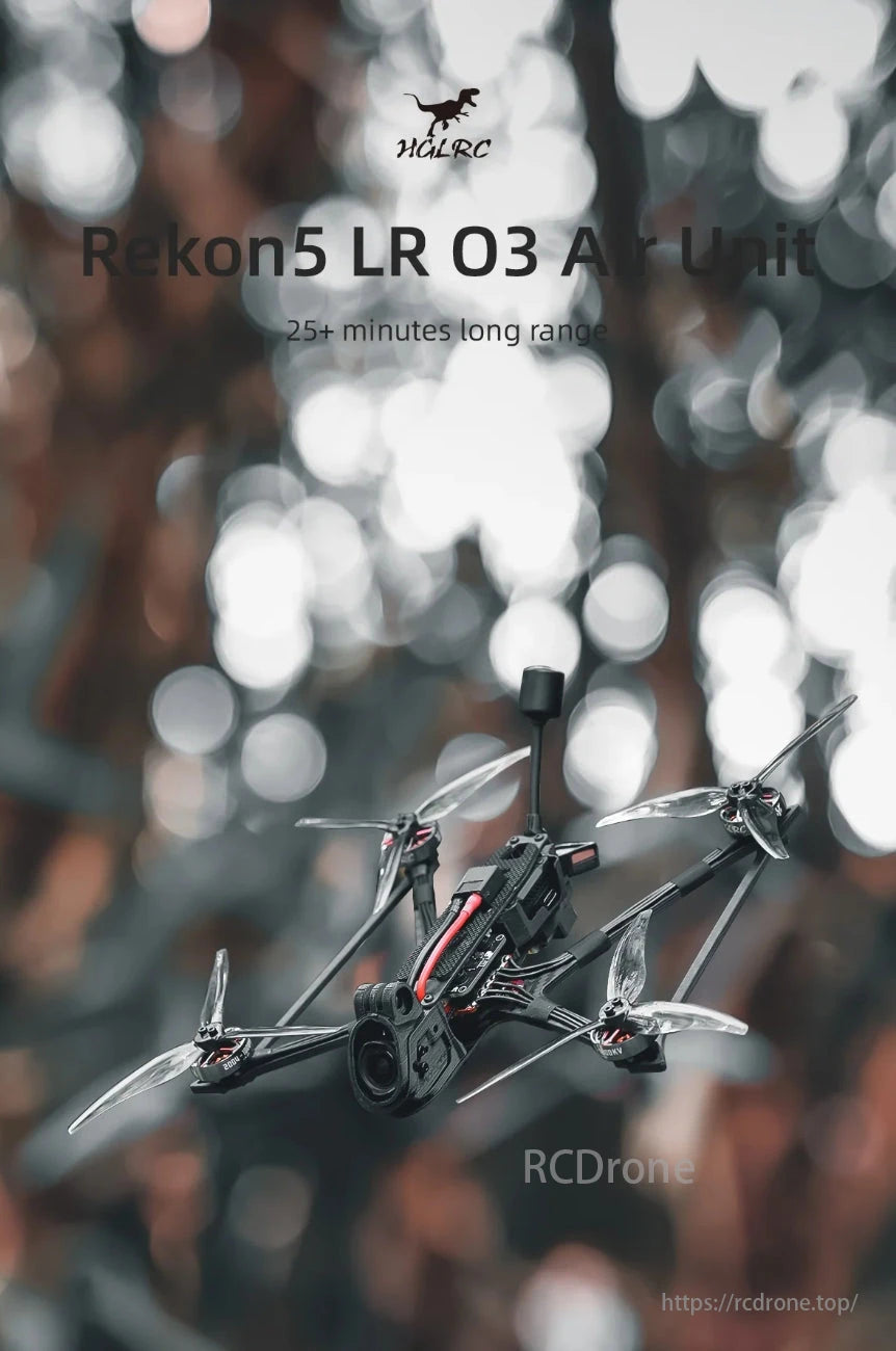 HGLRC Rekon5 Mini Long Range 5-Inch FPV, Rekon5 FPV Long Range drone with up to 25+ min flight time, compatible with DJI O3 and Vista setups.