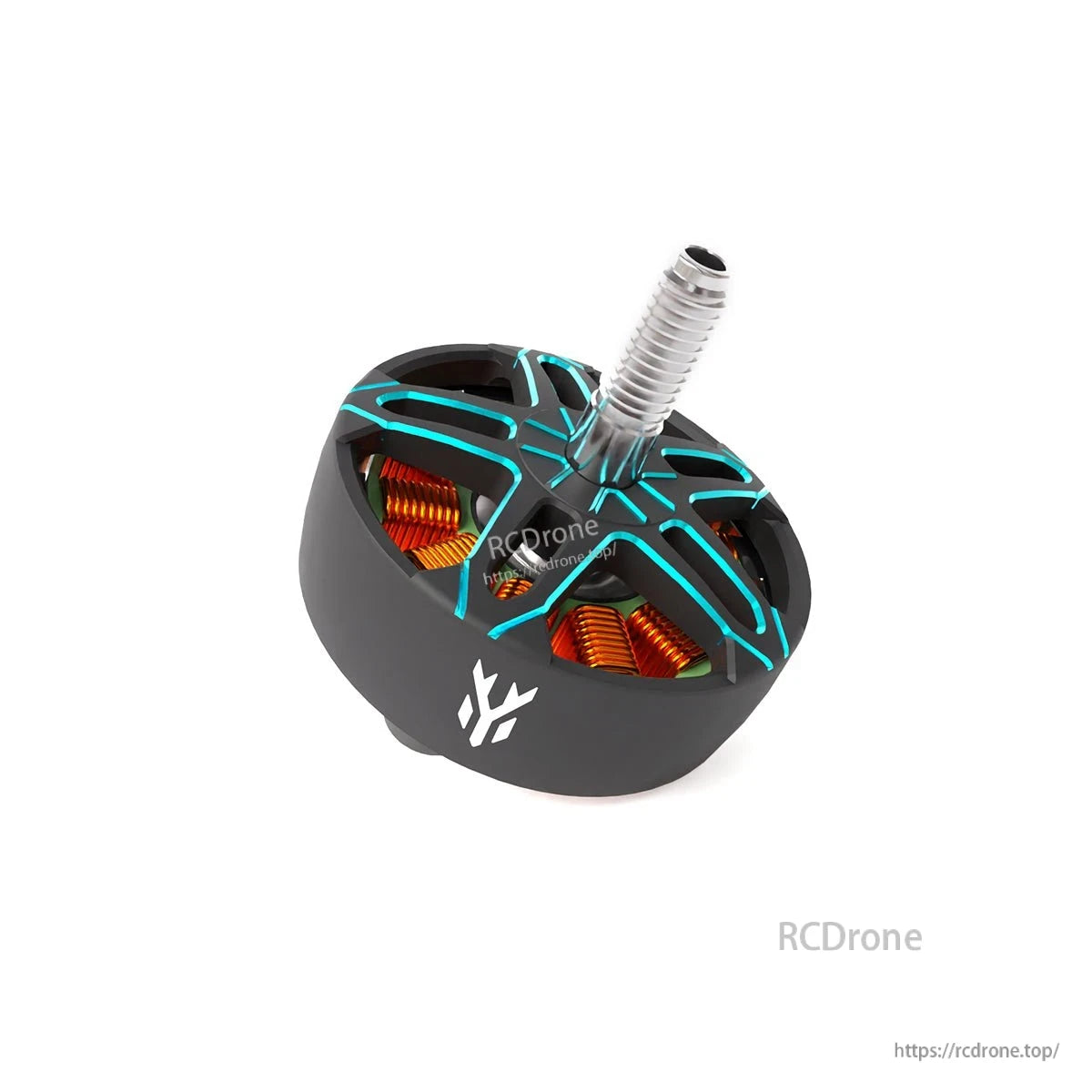 HGLRC SPECTER 2806.5 1350KV Brushless Motor top angle showing teal cutout bell and copper windings