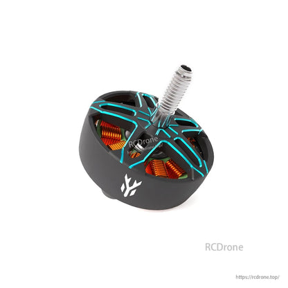 HGLRC SPECTER 2806.5 1350KV Brushless Motor top angle showing teal cutout bell and copper windings