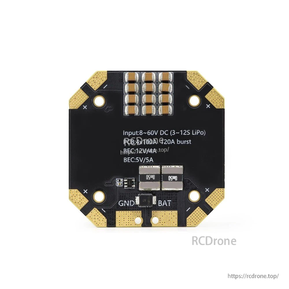 HGLRC SPECTER 90A Single ESC underside showing input 8–60V (3–12S LiPo) and BAT/GND pads