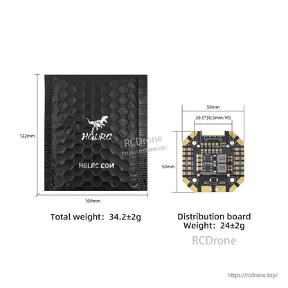 Distribution board size diagram with 30.5 x 30.5 mm mounting pattern and 24 g weight callout