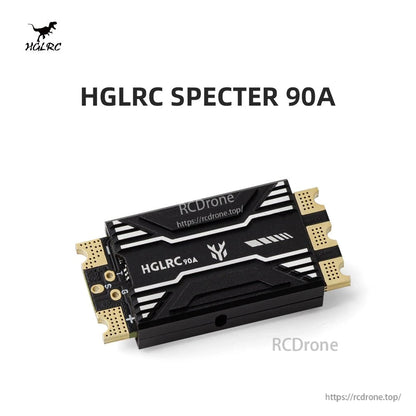 HGLRC SPECTER 90A top view on white background with model name headline graphic