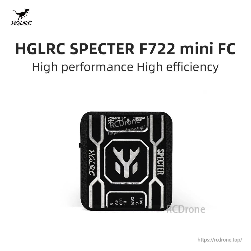 HGLRC SPECTER F722 mini FC title graphic with product photo on white background