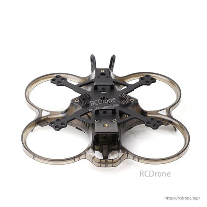 Front view of HGLRC Talon 2-inch cinewhoop frame with ducted guards and camera cage opening