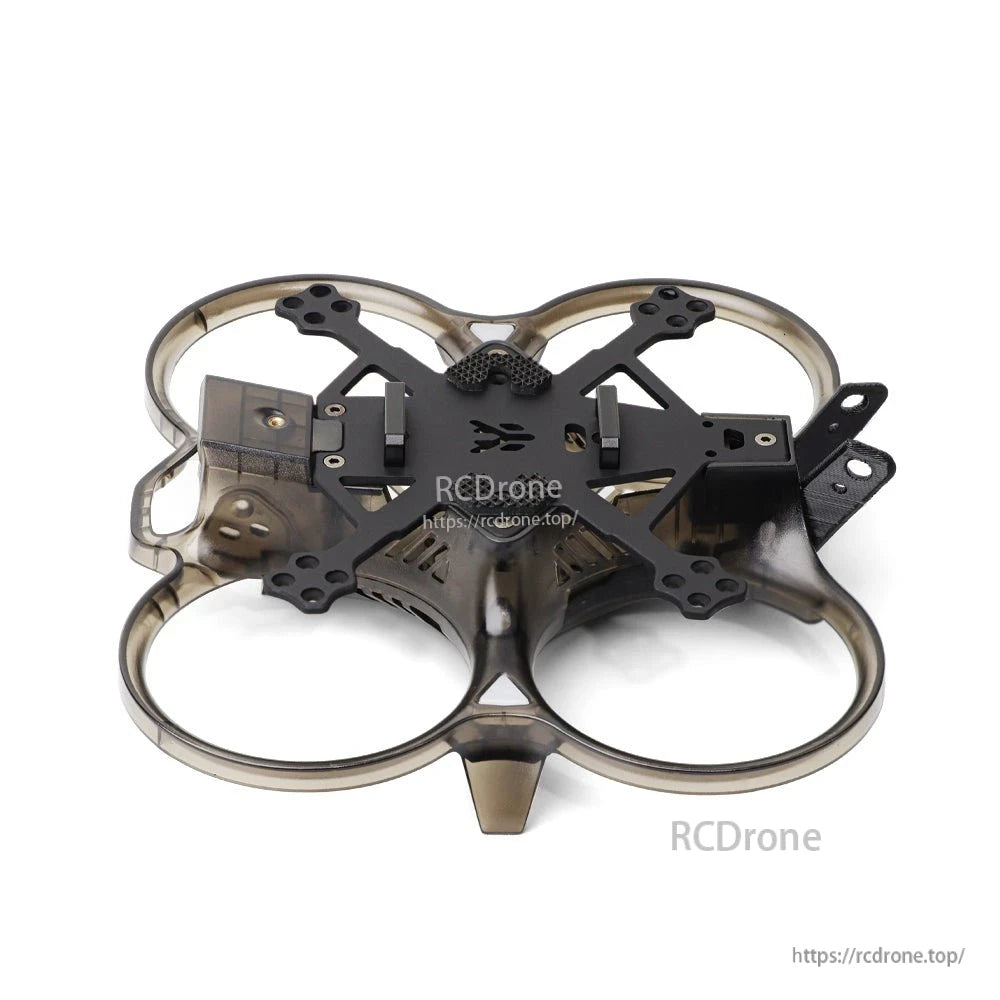HGLRC Talon 2-inch cinewhoop frame top view showing carbon fiber plate and camera mount bracket