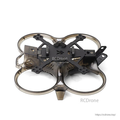HGLRC Talon 2-inch cinewhoop frame top view showing carbon fiber plate and camera mount bracket