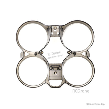 Bottom view of duct guard canopy with four 2-inch prop rings and mounting points