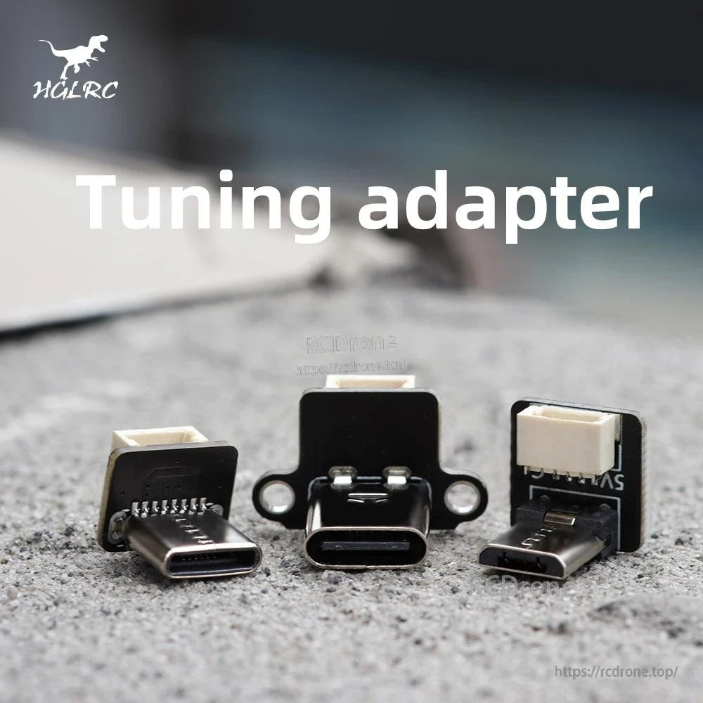 HGLRC Tuning Adapter set shown in three styles, USB-C tuning modules group photo