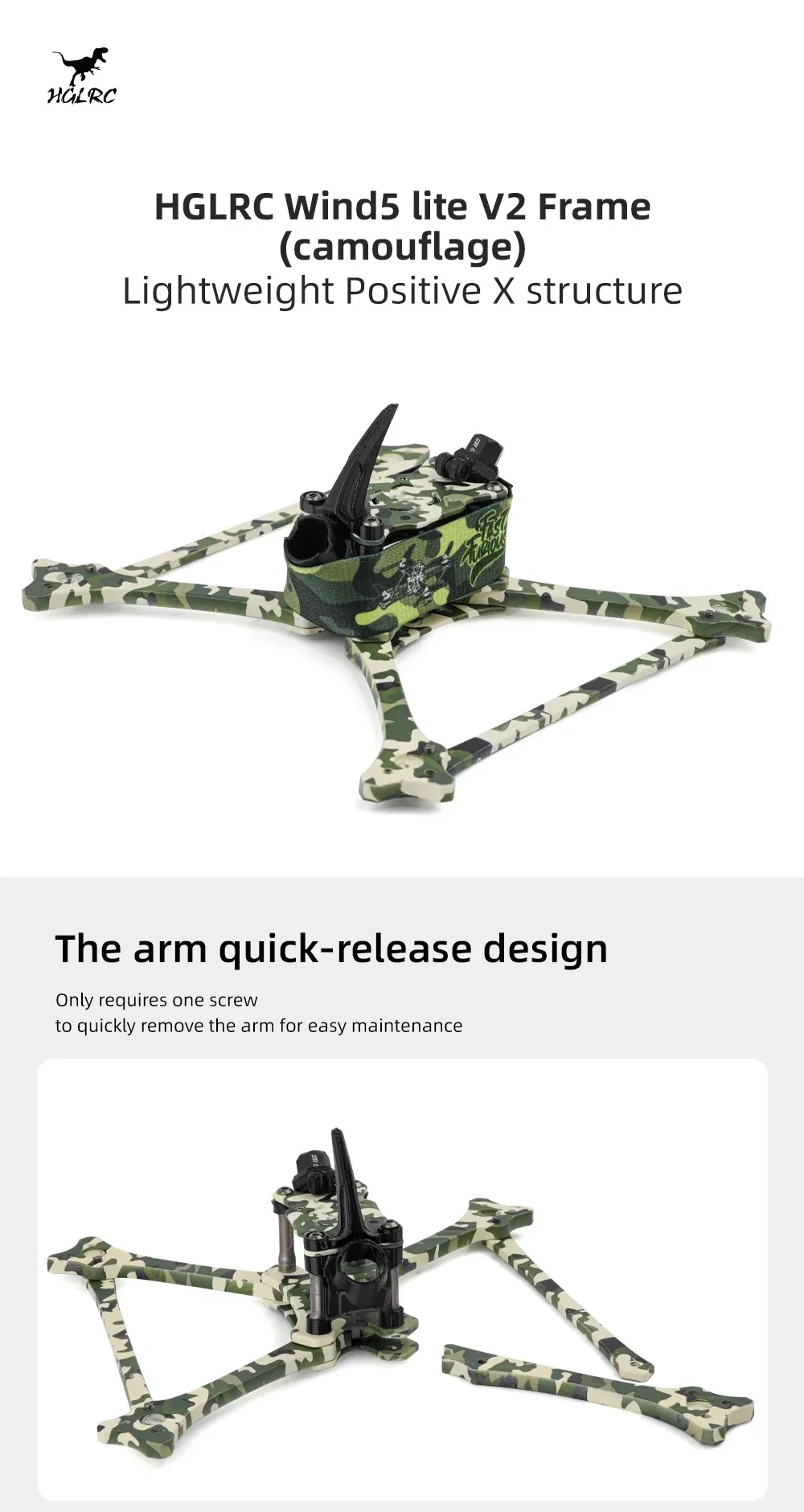 HGLRC Wind5 Lite V2 Racing Frame (camouflage)