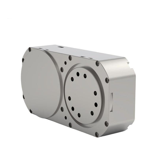 High torque motor module HTPU-70BM-35-NE, 20Nm rated, 35RPM gearbox housing, angled view