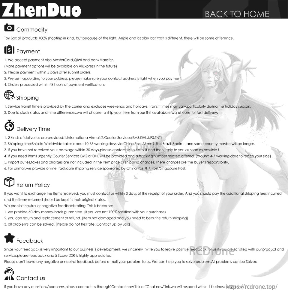 HJ808 RC boat features realistic shooting, accepts multiple payments, ships globally in 10–35 days, allows 3-day returns. Feedback appreciated.