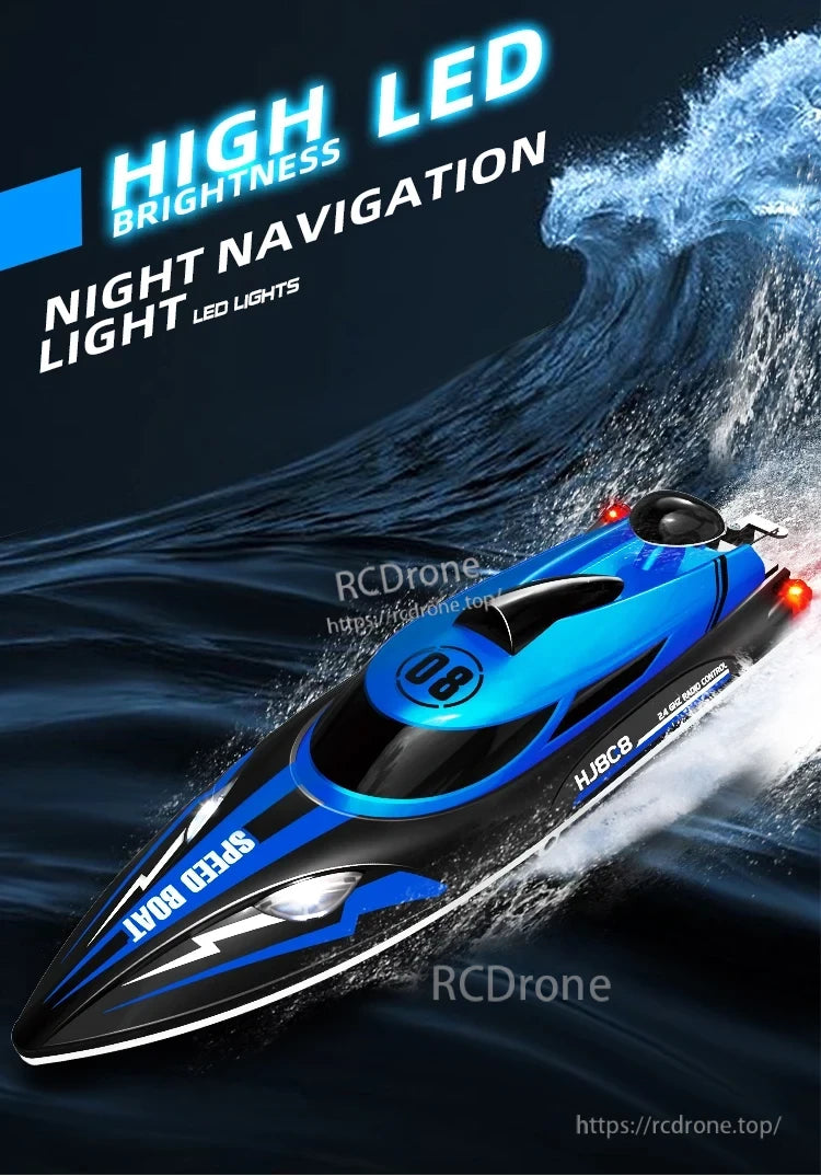 HJ808 RC Boat, High LED Brightness Night Navigation Light RC Speed Boat HJ8C8
