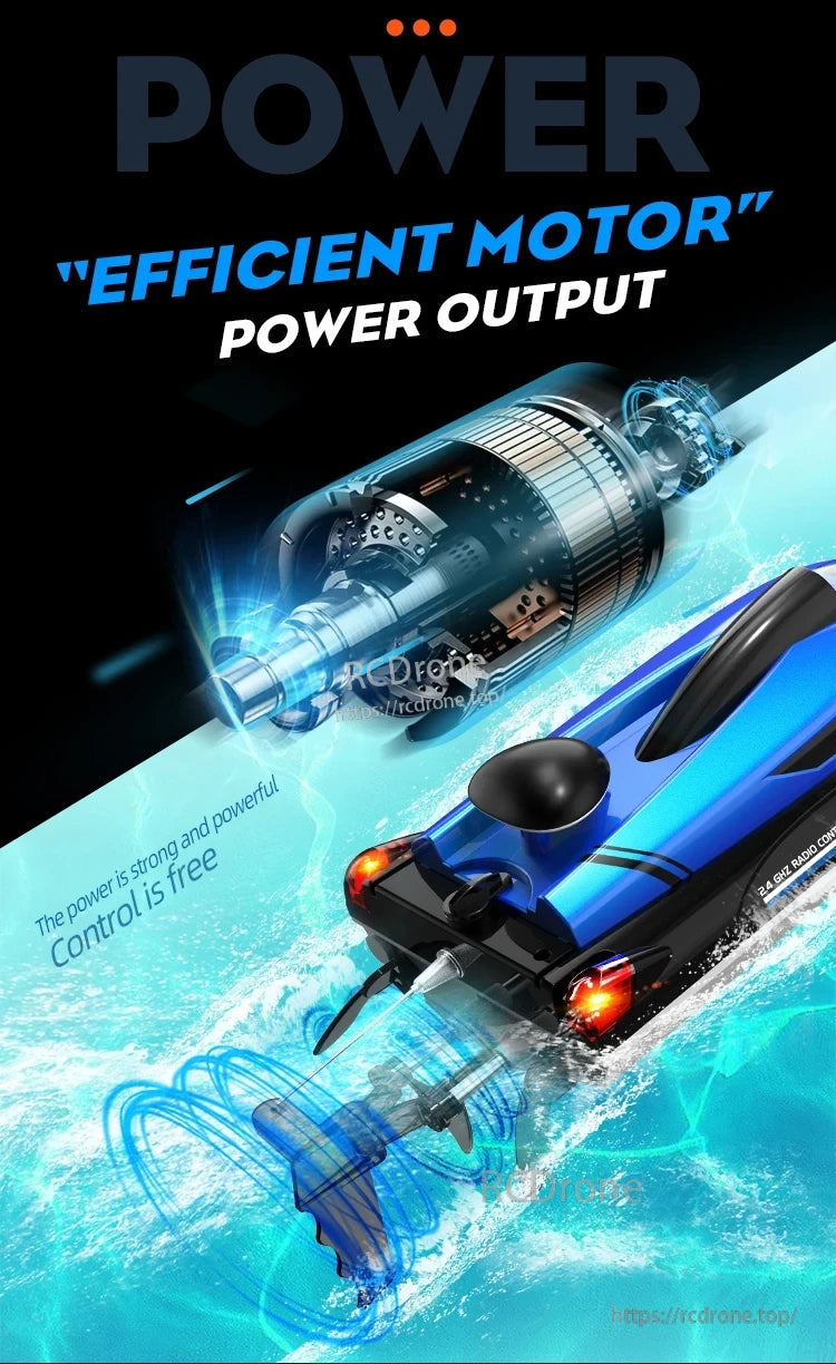 HJ808 RC Boat, Powerful efficient motor, strong output, free control, 2.4 GHz radio control boat