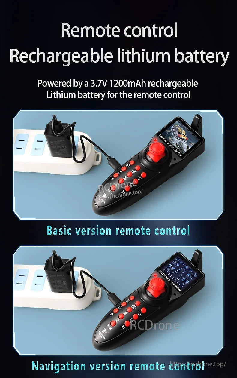 HJ817 RC Fishing Boat, RC fishing boat remote control powered by rechargeable lithium battery with basic and navigation versions.