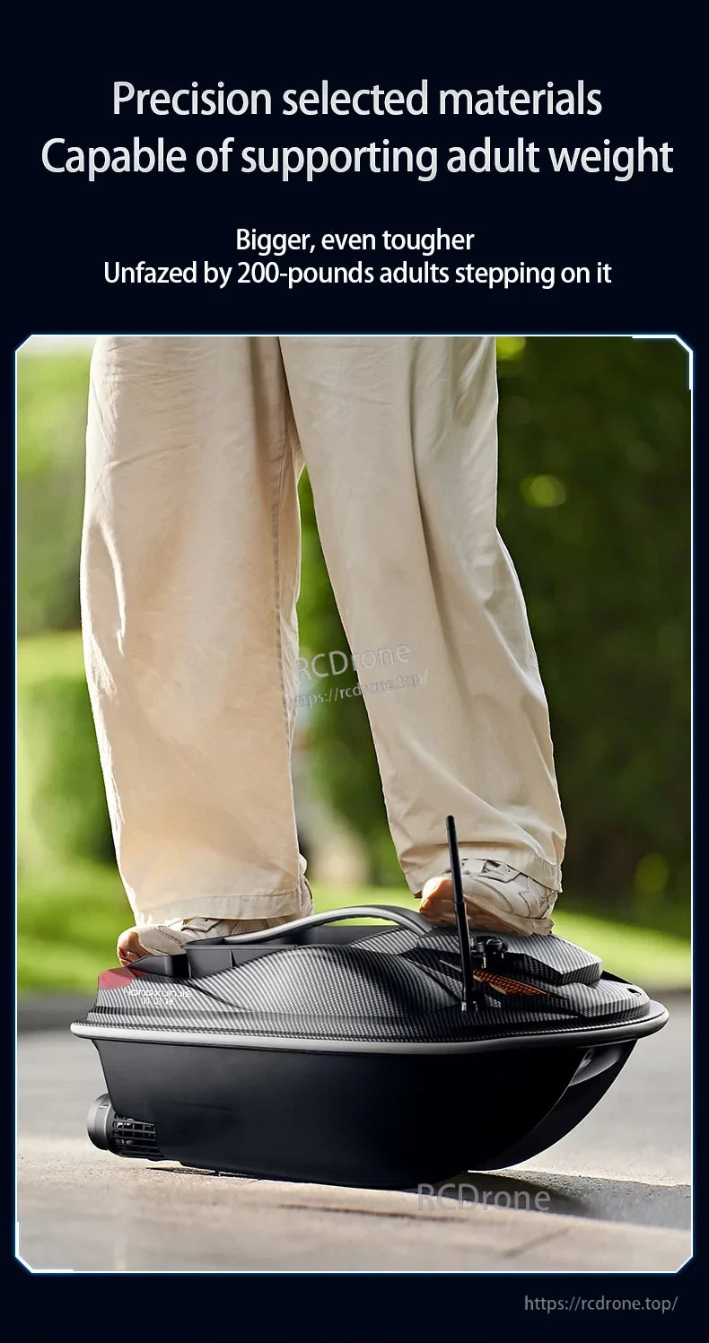 HJ817 RC Fishing Boat, Precision materials support adult weight, durable for 200-pound users.