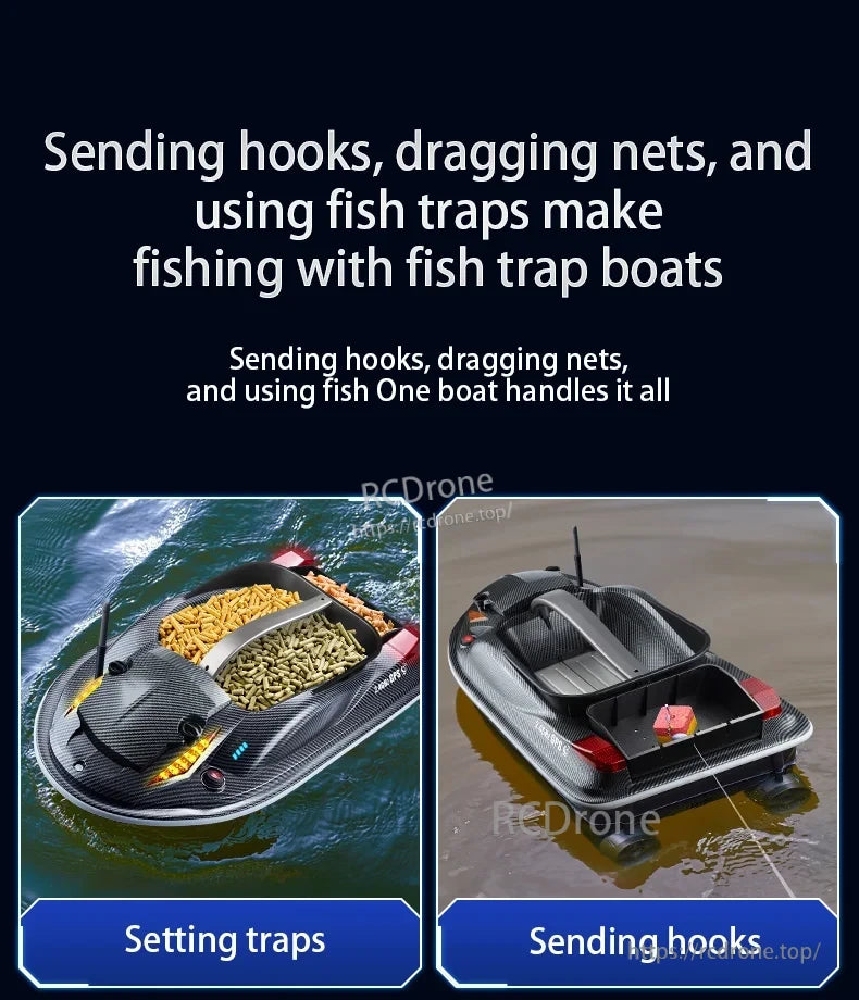 HJ817 RC Fishing Boat, Catch fish effortlessly using a fish trap boat with hooks, nets, and traps.