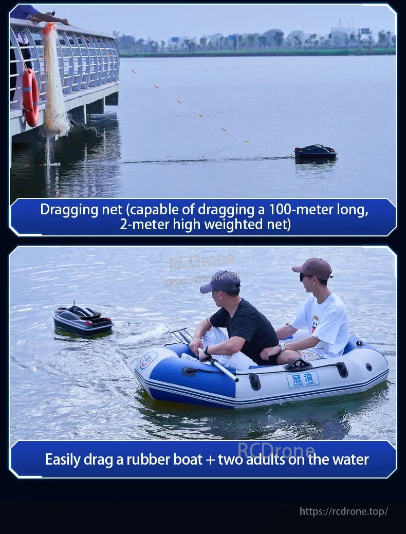 HJ817 RC Fishing Boat, Easy to maneuver rubber boat can carry two adults over calm waters