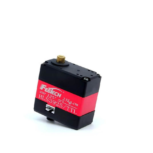 FEETECH HL-3925 Servo, FEETECH HL3925/TTL: 12V, 25kg.cm servo with 0–360° control, serial bus, PID, multi-loop, speed 38400bps–1Mbps.