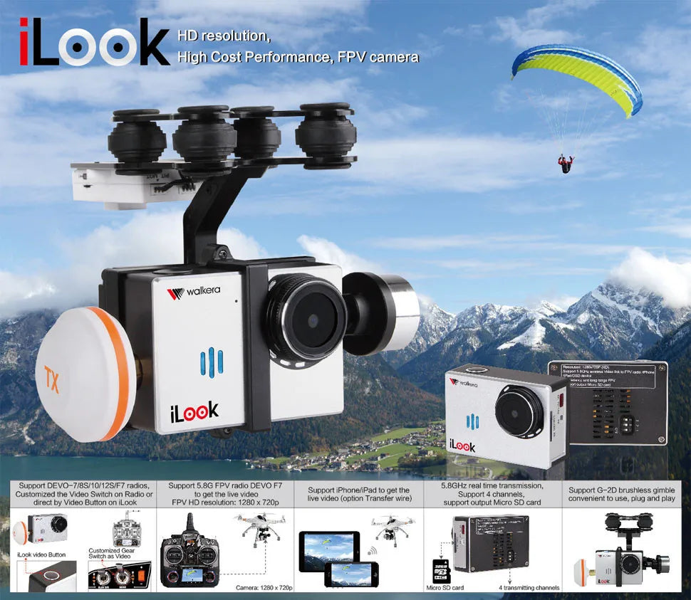 Walkera iLook 5.8G HD Resolution FPV Sport Camera with Mushroom Antenna Support Micro SD Card 2 aeProduct.getSubject()