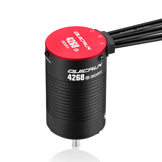Hobbywing QuicRun 4268 G2 2600KV sensorless brushless motor with red end cap and A/B/C leads