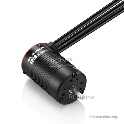 Hobbywing QuicRun 4268 G2 2600KV sensorless brushless RC motor with black can, mounting holes, and leads