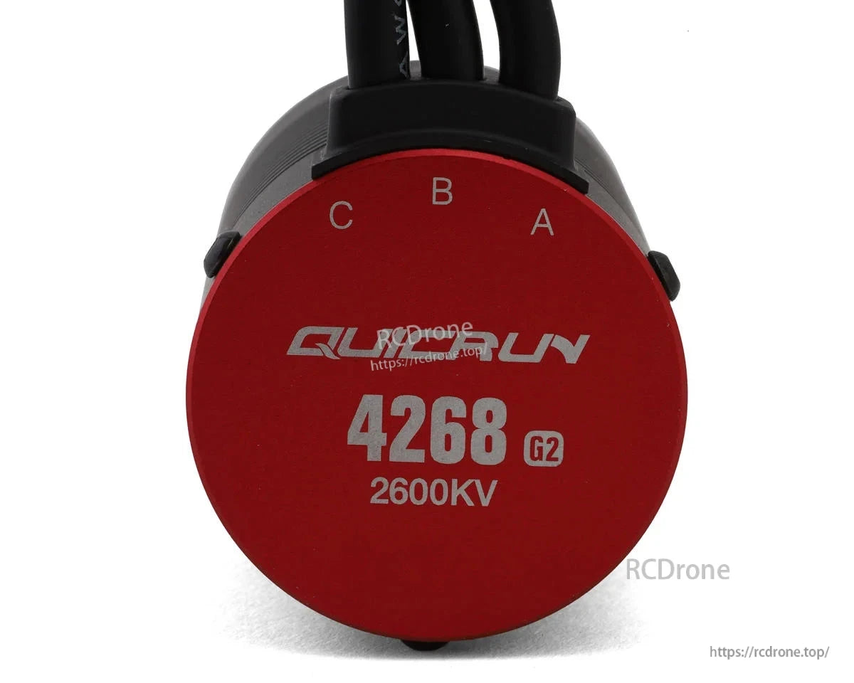 Hobbywing QuicRun 4268 G2 2600KV brushless RC motor end cap with A/B/C phase wire markings