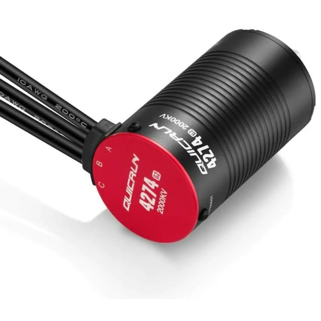 Hobbywing QuicRun 4274 G2 2000KV sensorless brushless RC motor with ribbed can and three phase leads