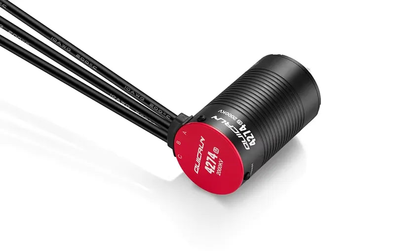 Hobbywing QuicRun 4274 G2 2000KV sensorless brushless motor with red end cap and three wires