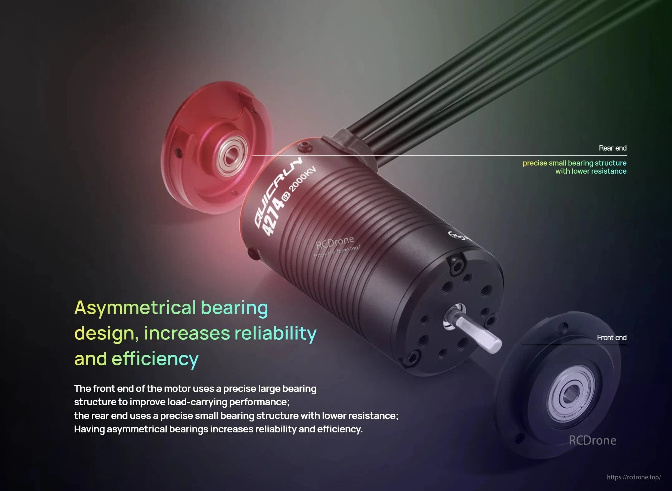 HOBBYWING QUICRUN 4274 G2 2000KV sensorless brushless motor with asymmetrical front and rear bearings