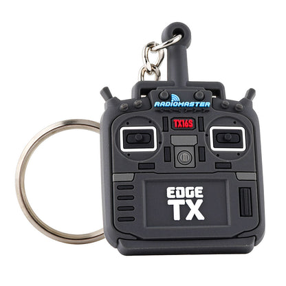 TX16S key chain accessory, transmitter-shaped fob with metal split ring and chain, 60 x 40 x 6 mm