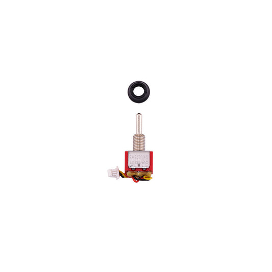 RadioMaster GX12 radio switch toggle assembly with threaded mount, 3-wire lead and connector, plus black ring