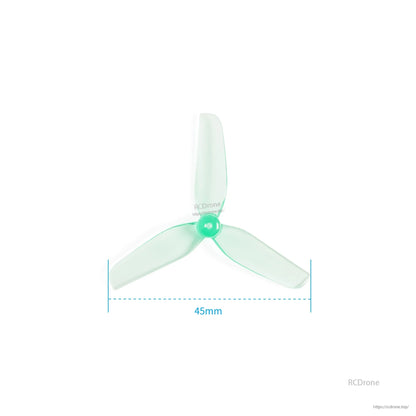 Three-blade propeller with measurement graphic showing 45mm width across the blades